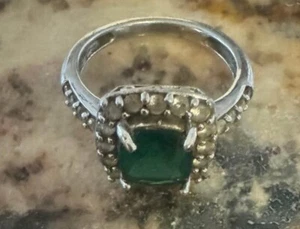 Emerald Ring Lab Created In White Gold - Picture 1 of 3