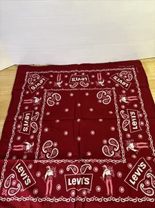 Vintage Levi's Western Cowboy Cotton Wash Fast Red Pink Bandana 1950s USA - Picture 1 of 7