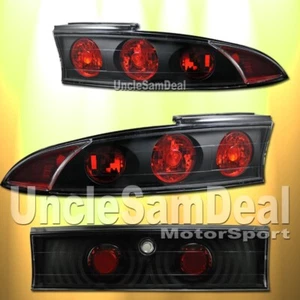 FOR 95-99 MITSUBISHI ECLIPS EBLACK HOUSING TAIL LIGHTS CENTER TRUNK 3 PIECES SET - Picture 1 of 2
