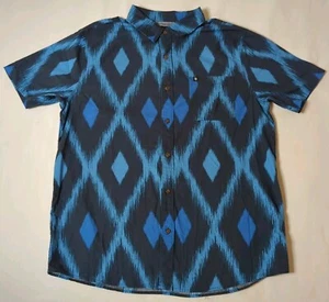 Junk Food Clothing Los Angeles Men's Aztec Blue Diamond Print Button Up Size L - Picture 1 of 6