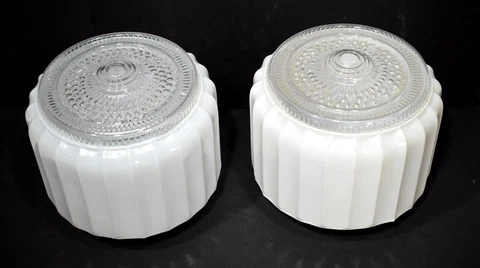Pair of 8" Art Deco Ceiling Fixture Shades Cover