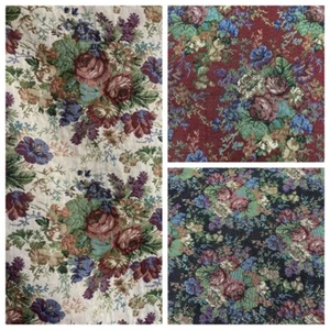 Vintage Rose Bouquet Jacquard Tapestry Upholstery Fabric Sewing DIY by the yard - Picture 1 of 15
