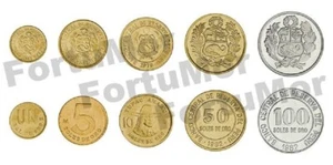 Peru 5 Pcs COINS SET, 1 5 10 50 100 Soles de Oro 1978 1983, UNC - Picture 1 of 3
