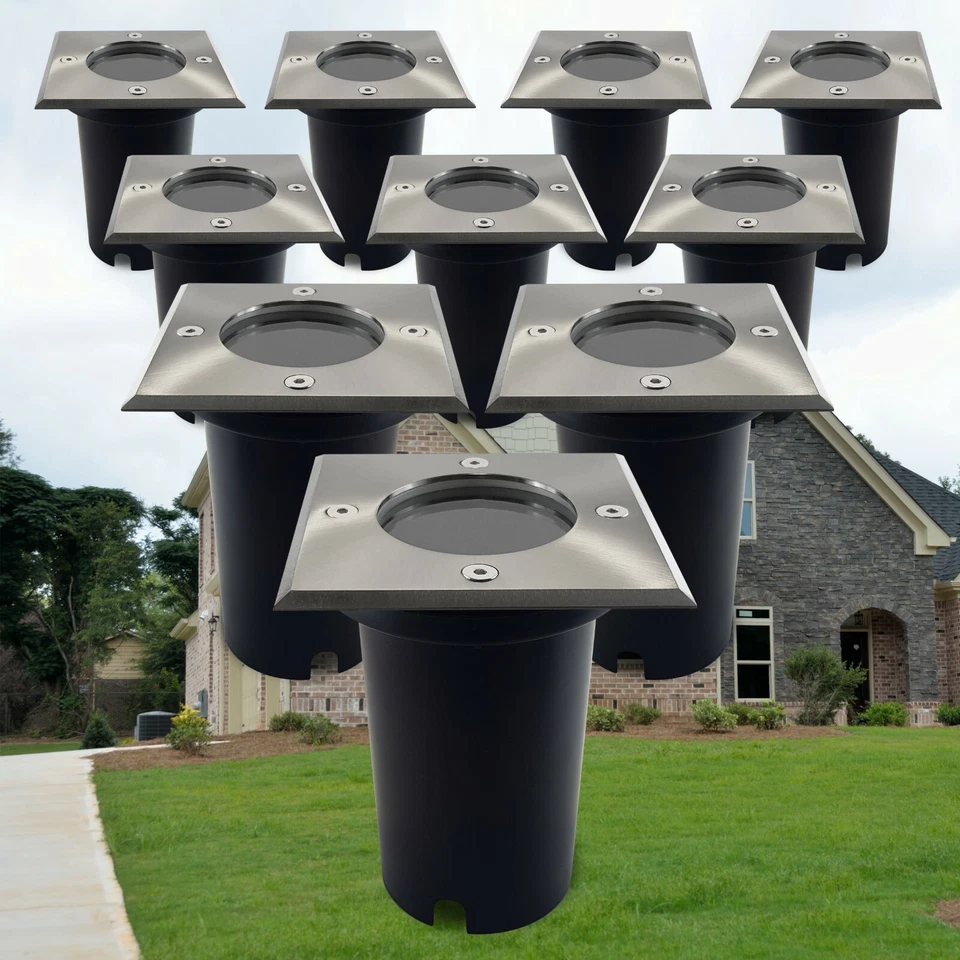 10er Set LED Außenleuchte Wegeleuchte Bodeneinbaustrahler IP67 GU10-230V Quad - Bild 1 von 1