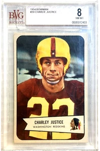 1954 Bowman 39 Charlie Justice BVG NM-MT-8 Washington Redskins - Picture 1 of 2