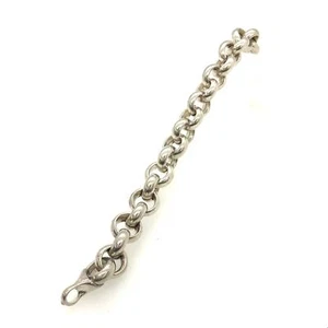Vintage Sterling Silver Signed Italy Modern Large Rolo Link Chain Bracelet sz 6 - Picture 1 of 7