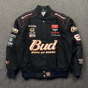 Vintage Jeff Hamilton Budweiser Racing Jacket Size XL 90s Y2K Vtg Beer Black - Picture 1 of 13