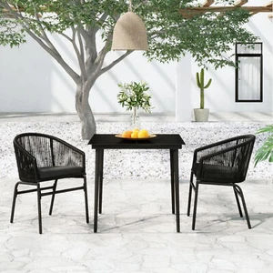 3 Piece Garden Dining Set Black O6Y2 - Picture 1 of 8