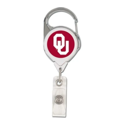 Oklahoma Sooners Retractable Metal Badge Holder [NEW] NCAA Key Chain ID Ring Cover
