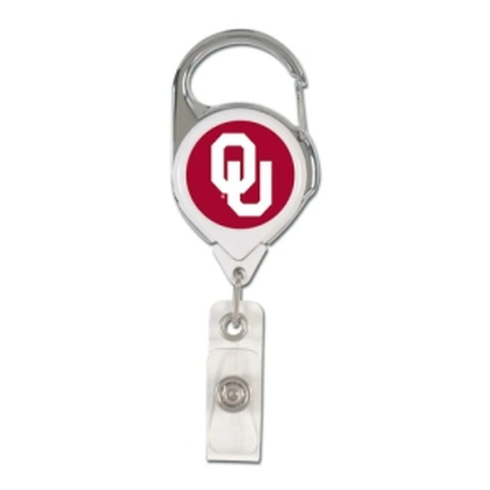 Oklahoma Sooners Retractable Metal Badge Holder [NEW] NCAA Key Chain ID Ring - Image 1 of 1