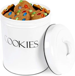 White Vintage Cookie Jar | Cookie Jars with Lids Airtight for Kitchen Counter | - Picture 1 of 9