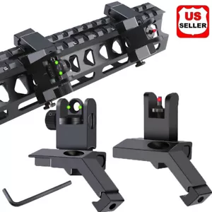 Tactical Folding Back Up Iron Sight Flip Up Sights Set Front Rear Picatinny Rail - Picture 1 of 20