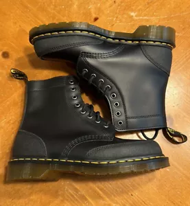 Women’s Dr Martens 8-Eye Leather Combat Boots 1460 Guard Panel Black Size 9 NEW - Picture 1 of 6