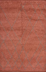 Moroccan Rug 5'11'' x 9'3'' Red Wool Contemporary Geometric Hand-Knotted Carpet - Picture 1 of 12