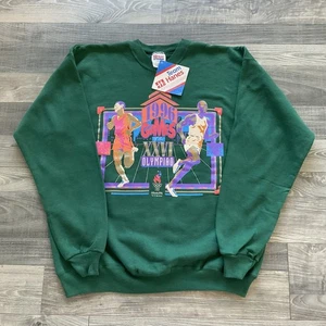 VTG NWT Hanes 1996 Olympic Games XXVI Graphic Sweatshirt XL Green Crew Neck - Picture 1 of 10