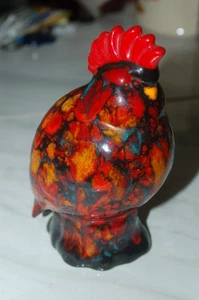 Vintage Psychelische Keramik Hahn Figur Tropfglasur Keramik Retro Künstler signiert - Bild 1 von 24