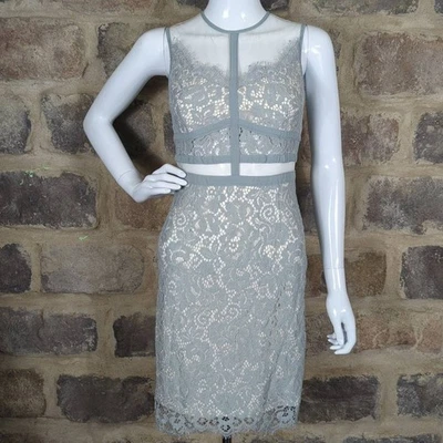 Mystic Los Angeles Dress Woman's Small Gray Lace Cutout Mini Romantic Sexy - Image 1 of 4