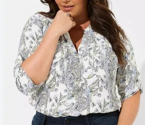 Torrid Harper Georgette Pullover Roll Tabs Sleeve Top Blouse Size 3X. 22X24. NWT - Picture 1 of 17