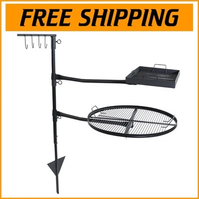 Campfire Cooking Grate System - Efficient Dual-Grill Design with Ground Stake - Image 1 of 4