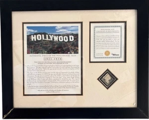 Authentic Hollywood Sign Piece Plaque Certificate Of Authenticity In Black Frame - Picture 1 of 12
