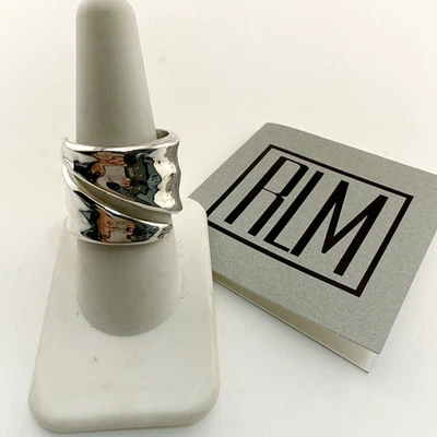 Anillo RLM Robert Lee Morris Modernista Blanco Bronce Envoltura Negrita Talla 9 QVC Escultural Foto 1 de 4