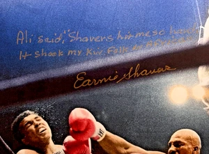 Earnie Shavers autógrafo e inscripción especial 10x8 foto afeitadora holográfica #ES04486 - Imagen 1 de 6