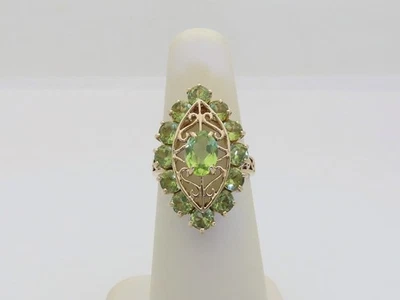 Peridot Ring Womens Solid Gold Vintage Jewelry 2.67ct 10k Size 5 August R1727 - Image 1 of 4