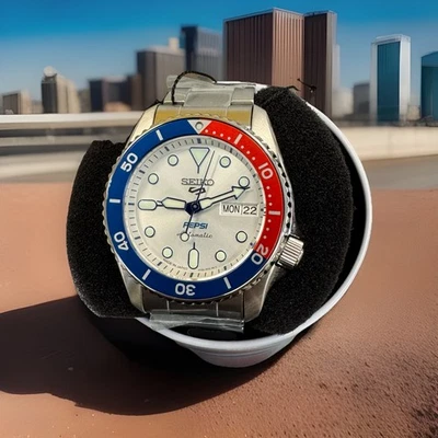 Seiko 5 Automatic Pepsi Limited Edition Watch SRPL99 Made In Japan New With Tag - Image 1 of 4