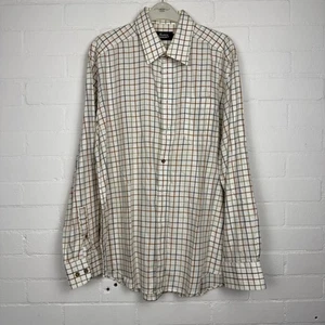 Marks & Spencer Button-Up Shirt Mens 16.5 Plaid Check Long Sleeve Cotton - Picture 1 of 6