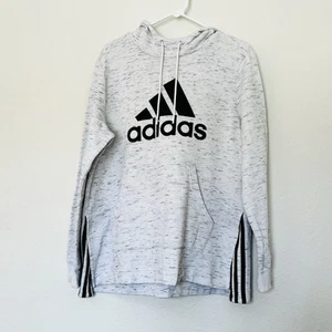 Adidas Damen weiß schwarz Logo Pullover Hoodie Größe L Large geteilte Seiten - Bild 1 von 6