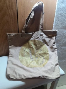 NWT Victoria’s Secret VS Tan Gold Shimmer Tote Bag Sparkle Glitter 16x16 NEW - Picture 1 of 5
