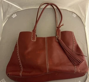 Franklin Covey rot & weiß Echtleder Tasche Quaste - Bild 1 von 5