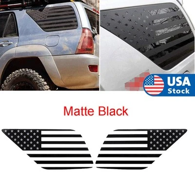 2Pcs Matte Black Rear Window Decal USA Flag Sticker For Toyota 4Runner 2003-2009 Foto 1 de 4