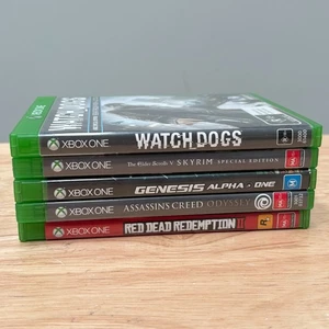 Xbox One 5x Game Lot Watchdogs RDR2 Genesis Alpha Skyrim Assassins Creed - Picture 1 of 13