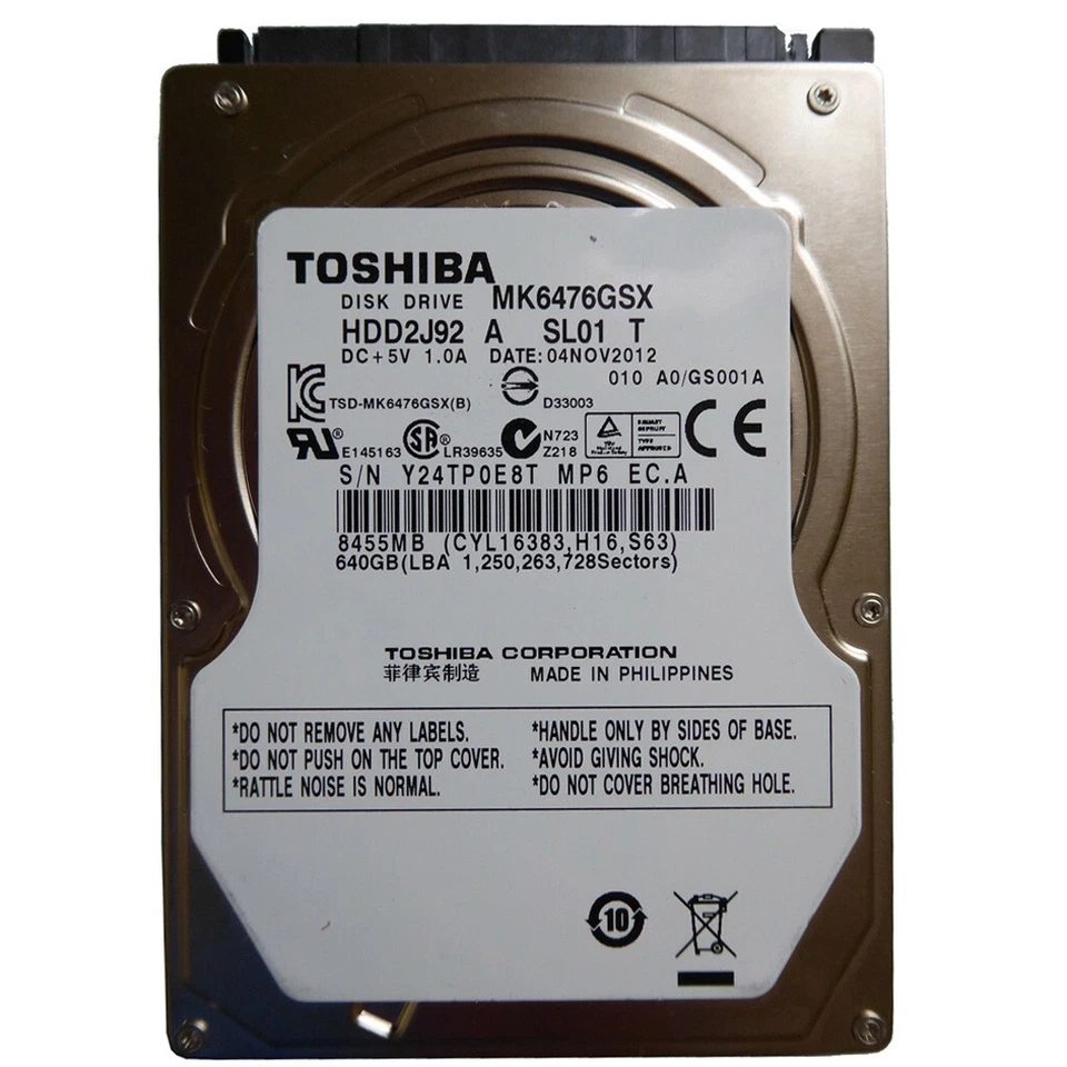 Toshiba 640GB MK6476GSX 5400 RPM SATA 2.5" Laptop HDD Hard Drive - Image 1 of 1