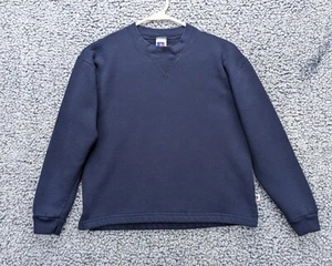 Vintage 90s Russel Sweatshirt Boys S Crew Pullover Blank Classic USA Made Blue - Picture 1 of 10