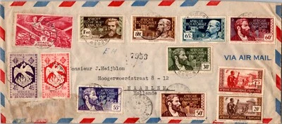 1940 Gabon Africa Ecuatorial French Colonie Stamp Postcard Cover To Netherlands - Image 1 of 2