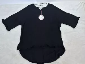Umgee Womens Small Black Jegging Shirt Lightweight 3/4 Sleeve Tunic Top Ladies - Picture 1 of 7