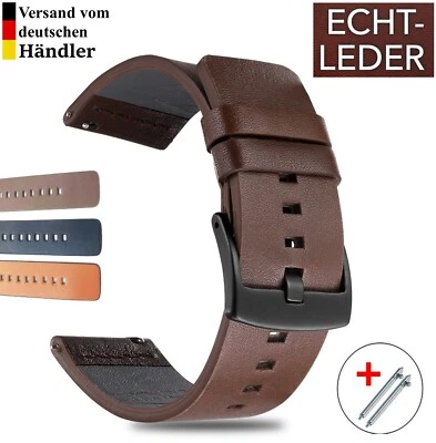 ECHTLEDER Uhrenarmband  18/20/22/24 mm Ersatz Lederband Armbanduhr Band Schwarz - Bild 1 von 4