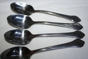 Wm A. ROGERS DELUXE STAINLESS "SUMMER MIST/AUTUMN GLOW" (4) SOUP SPOONS 6 3/4" - Picture 1 of 2