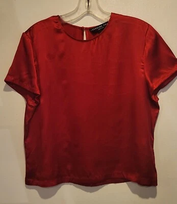 Blusa Josephine Chaus Petite 12P 100 % seda roja satinada Foto 1 de 4