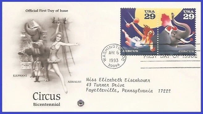 USA4 #2752 ADDR PCS ARTCRAFT FDC STR2  American Circus Trapeze artist - Image 1 of 1