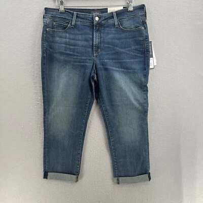 NYDJ Jeans Womens 14P Blue Jessica Relaxed Boyfriend Crop Cuffed Stretch Slimmin - Image 1 of 4