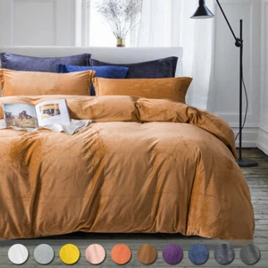 Soft Warm Velvet Duvet Cover Set Machine Washable Various Colors Available - Picture 1 of 53