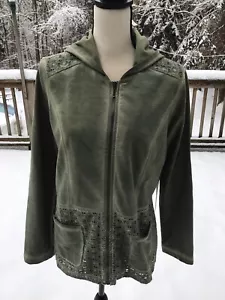 zenergy by Chicos Cardigan-Oberteil mit durchgehendem Reißverschluss vorne neu mit Etikett Größe 0 grün - Bild 1 von 10
