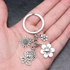 10sets Tibetan Silver Charms Flowering straw Flowers LUCKY Key Chains DIY X10046 - Picture 1 of 3