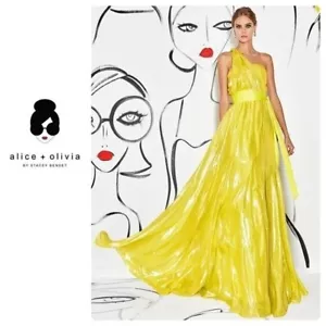 Alice + Olivia Milan One Shoulder Gown Size 4 US New - Picture 1 of 16