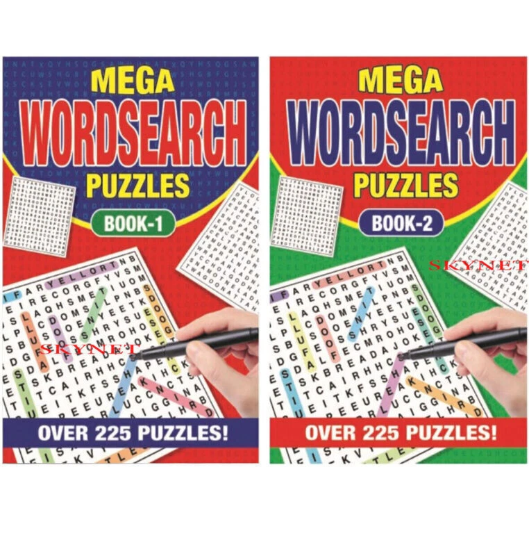 2 X A5 Mega Wordsearch Puzzle Books 450 Puzzles Pages Super Trivia Book 1&2