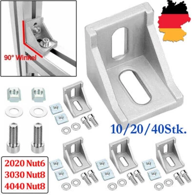 40x Eckwinkel 30x30 Winkel Nut 8 Aluprofil Winkel verbinder Befestigungsmaterial - Bild 1 von 4
