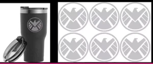 Agents of SHIELD logo seis calcomanías de vinilo plateado metálico teléfonos tabletas vasos - Imagen 1 de 2